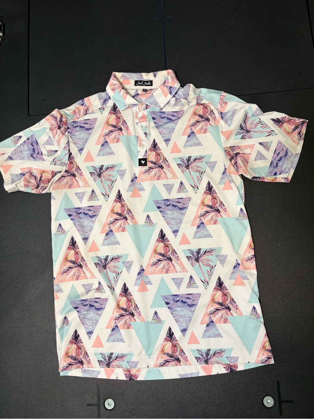 Tropical Triangle Print Polo Shirt - Pastel Multi